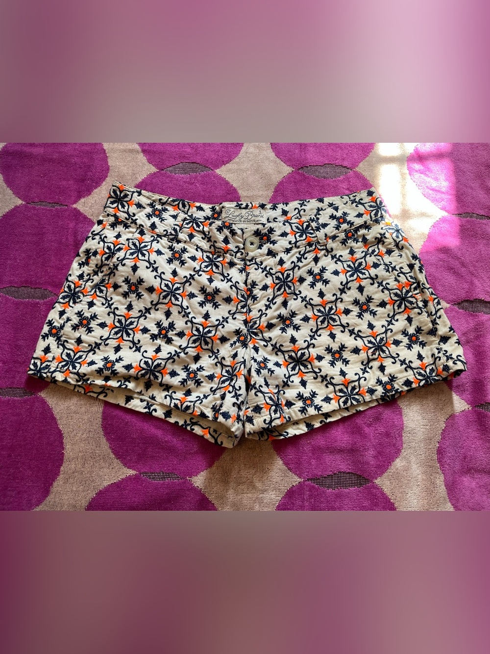 Lucky Brand "Live in Love" Embroidered Shorts